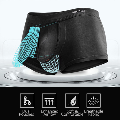 BQODQO®︎ |✪MAXXER Class A Antibacterial Modal Dual Pouch Boxer Briefs with V Fly