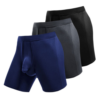 ✪MAXXER Class A Antibacterial Modal Dual-Pouch Boxer Briefs Extended Athletic Fit with V-Fly