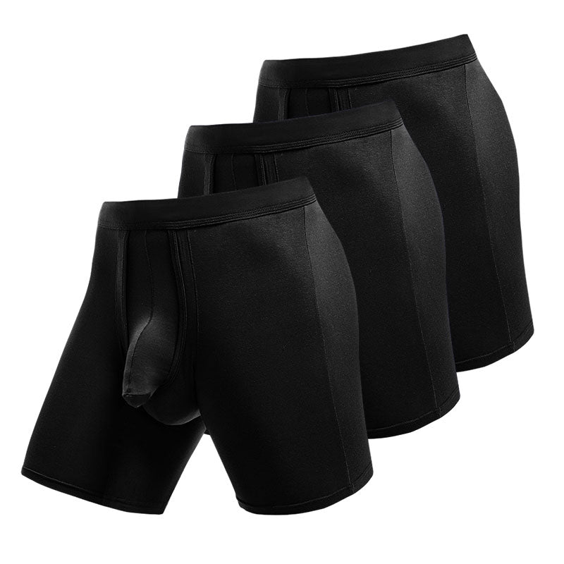 ✪MAXXER Class A Antibacterial Modal Dual-Pouch Boxer Briefs Extended Athletic Fit with V-Fly