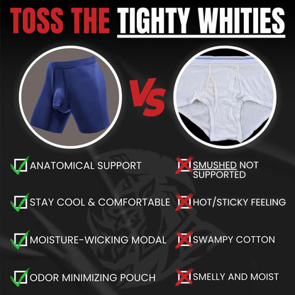 ✪MAXXER Class A Antibacterial Modal Dual-Pouch Boxer Briefs Extended Athletic Fit with V-Fly