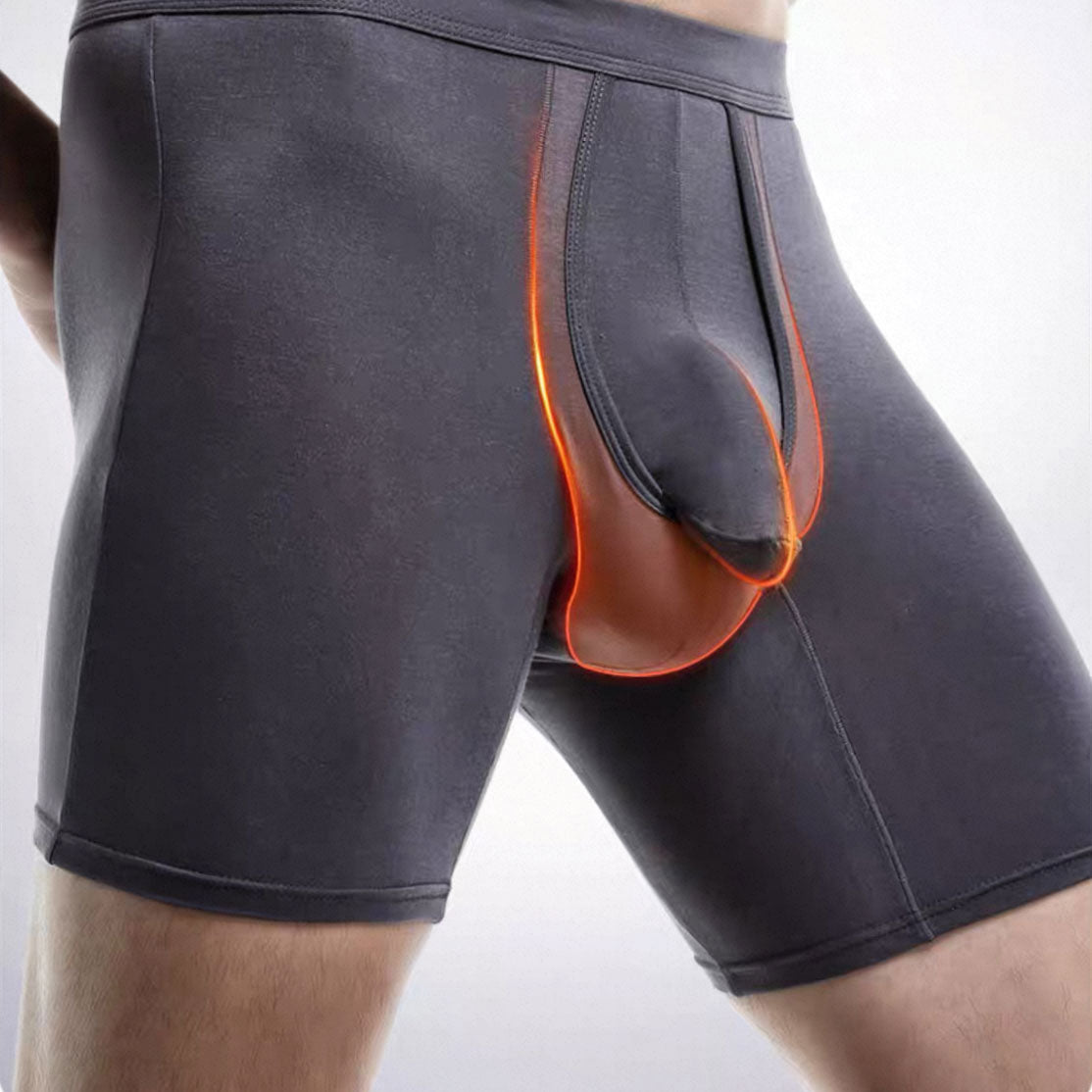 ✪MAXXER Class A Antibacterial Modal Dual-Pouch Boxer Briefs Extended Athletic Fit with V-Fly