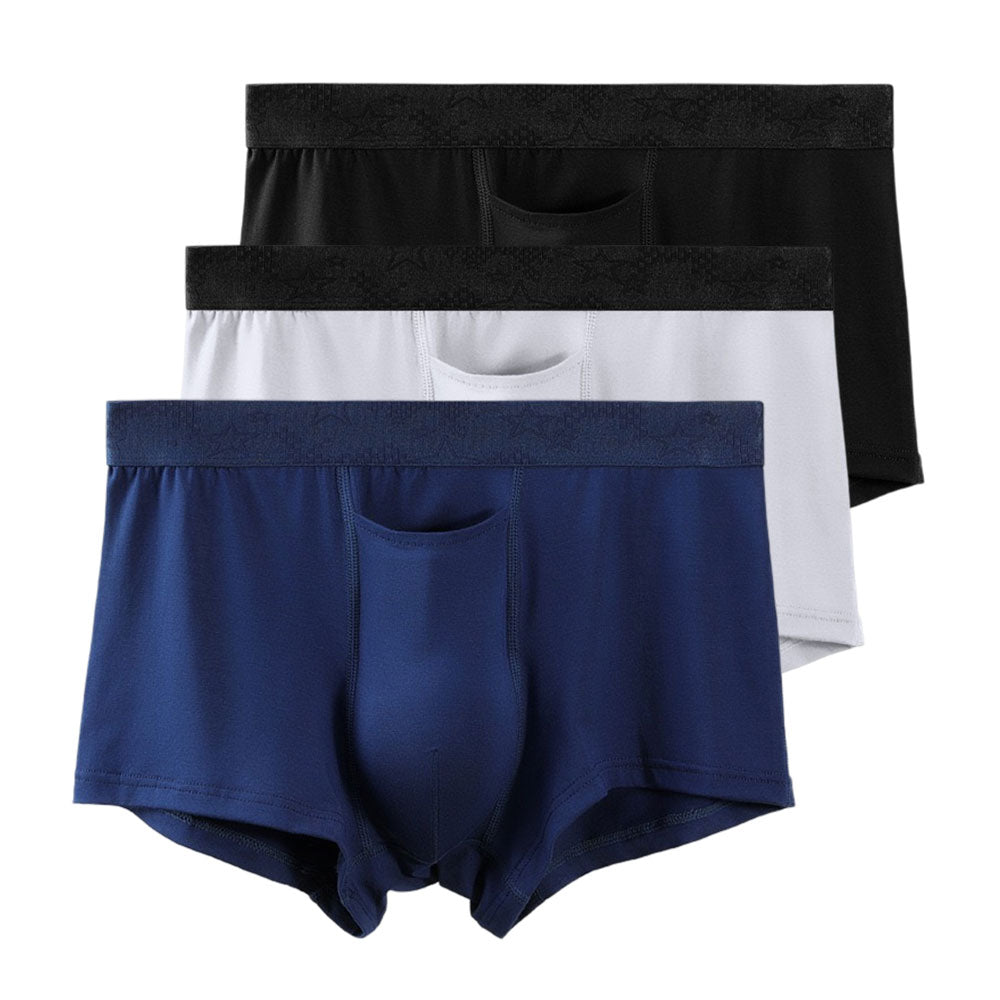 ✪MAXXER 7A Antibacterial Cotton Standard Modal Boxer Briefs with U Fly