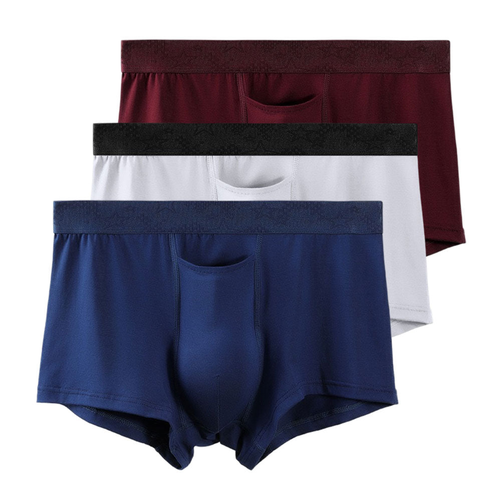 ✪MAXXER 7A Antibacterial Cotton Standard Modal Boxer Briefs with U Fly